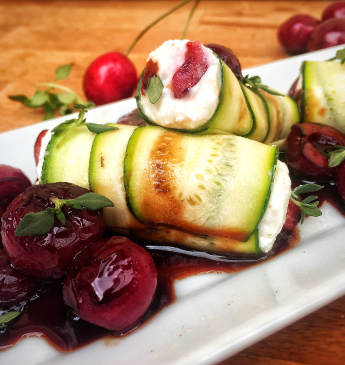 Zucchini Roulade with cherries and Balsamic Vinegar of Modena PGI