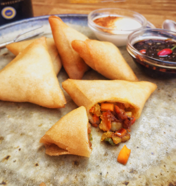 Vegetarian samosa with Balsamic Vinegar of Modena PGI