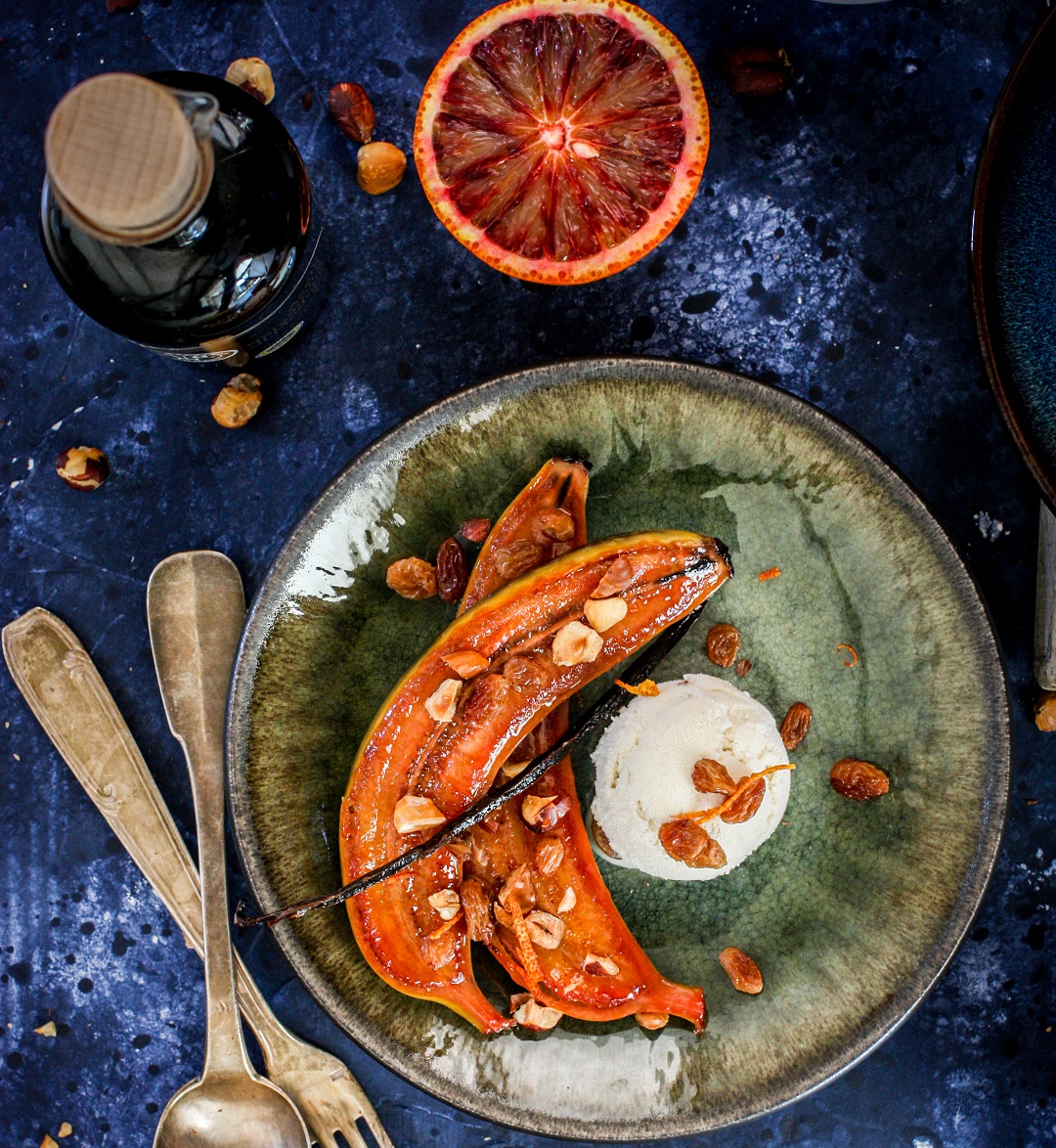 Bananes flambées à l’orange et Vinaigre Balsamique de Modène IGP