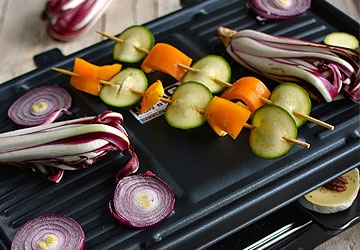 Raclette of Vegetables with Honey Tomini, Gourmet Salads and Sweet&Sour Cucumbers