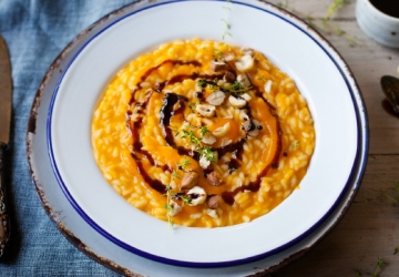 Risotto à la crème de citrouille, noisettes et Vinaigre Balsamique de Modène IGP