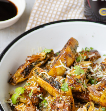 Gebratene Maultaschen mit Aceto Balsamico di Modena und Parmesan