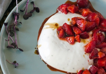 Dreierlei pikante Panna Cotta mit Parmesan, Ricotta und Ziegenkäse und Aceto Balsamico di Modena g.g.A.