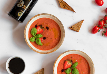 Gaspacho de fraises rôties au Vinaigre Balsamique de Modène IGP