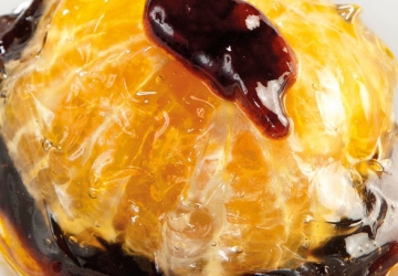 Aspic d’oranges avec coeur au Porto et mousse au Vinaigre Balsamique de Modène (Aceto Balsamico di Modena IGP)