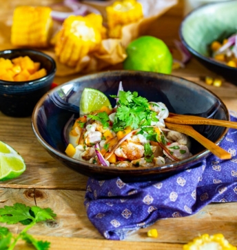 Ceviche de lieu noir à la mangue et lait de coco au Vinaigre Balsamique de Modène IGP