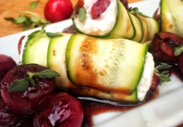 Rouleaux de courgettes aux cerises et Vinaigre Balsamique de Modène  IGP