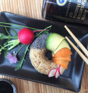 Vegetarian Sushi donuts with Balsamic Vinegar of Modena PGI